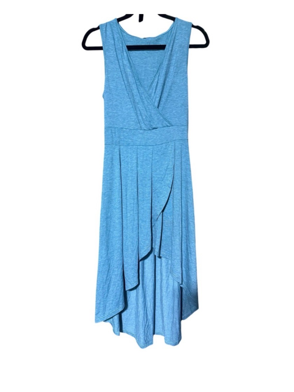 Deep V Neck Sleeveless High Low Crossover Hem Flowy Midi Casual Dress size M - Picture 3 of 5